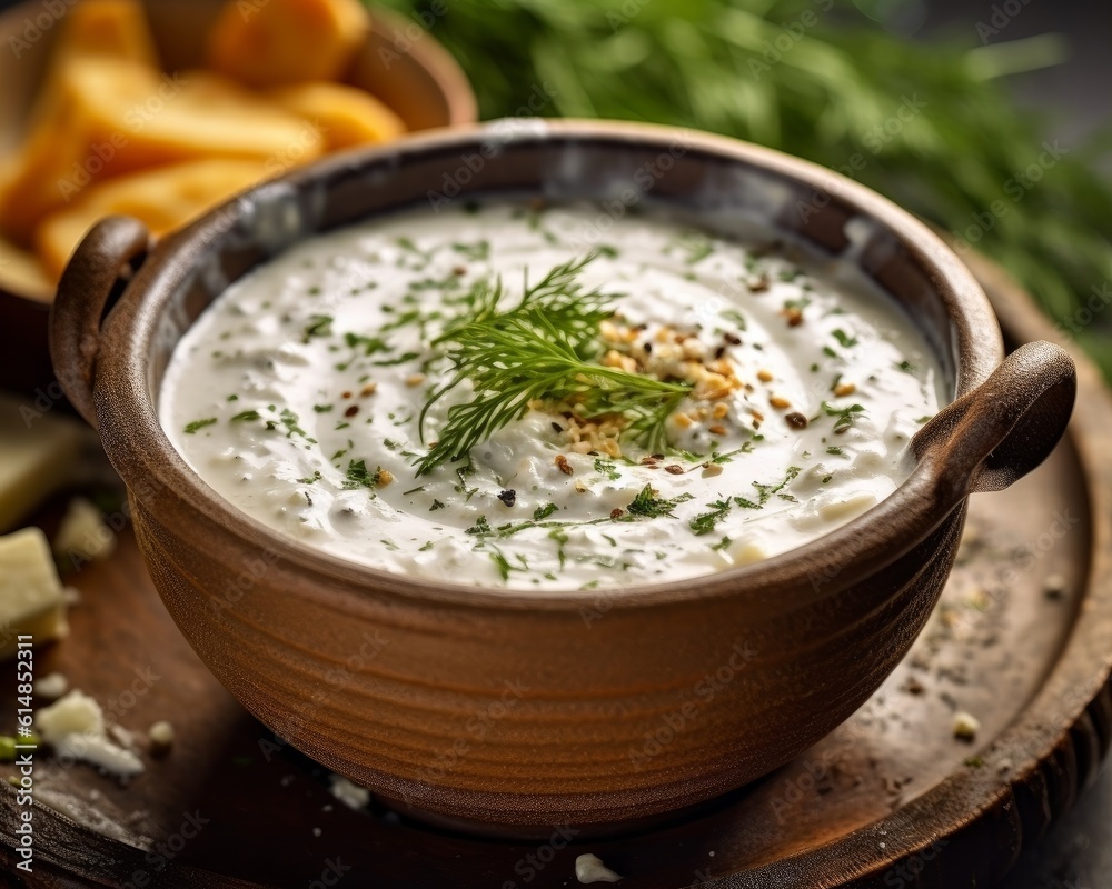 Stracciatella Soup in a ceramic bowl with fresh herbs on top Stracciatella Soup in a ceramic bowl with fresh herbs on top