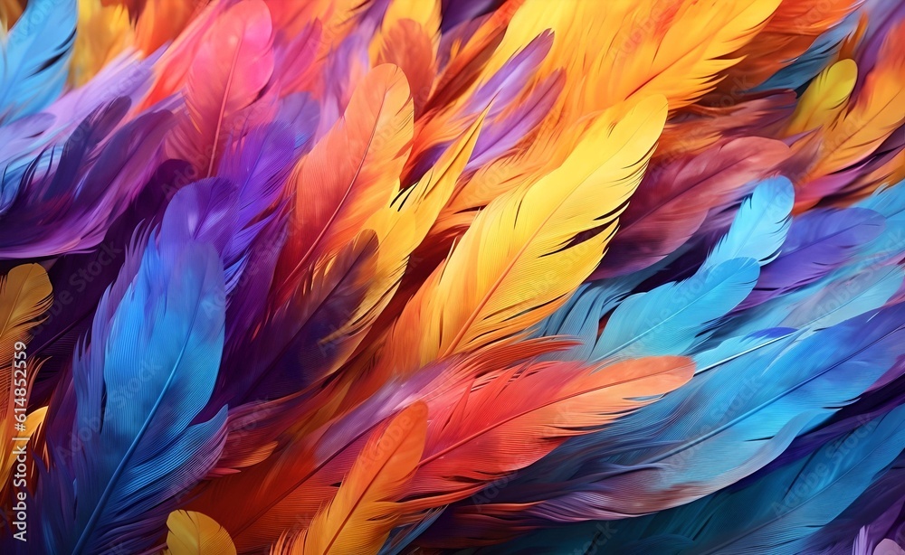 Colorful Feathers Detailed Abstract Texture. Generative AI. Colorful Feathers Detailed Abstract Texture. Generative AI.