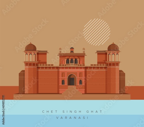 Varanasi City - Chet Singh Ghat -  Icon Illustration