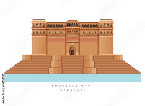 Varanasi City - Bhonsale Ghat -  Icon Illustration