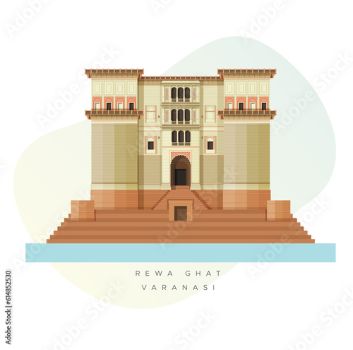 Varanasi City - Ganga Mahal Ghat -  Icon Illustration