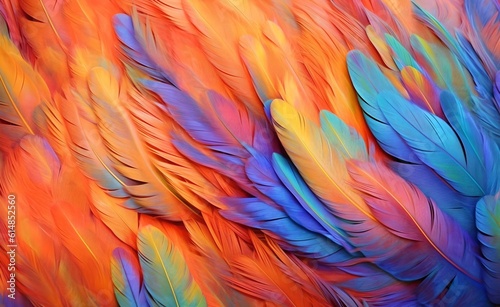 Colorful Feathers Detailed Abstract Texture. Generative AI.