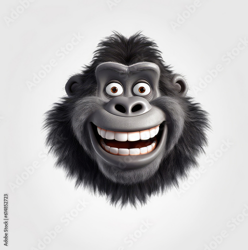 Cartoon Gorilla mascot smiley face on white background