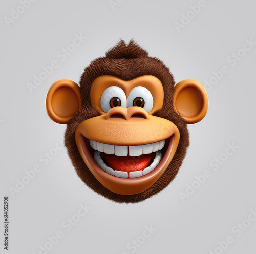Cartoon Monkey mascot smiley face on white background