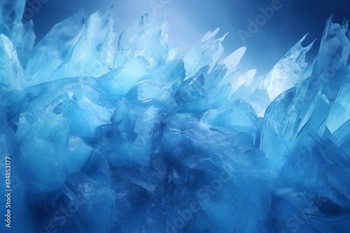 Wallpaper Mural Luminous blue crystal ice glacial texture palace arctic frost snow ice, fog, foreboding,diffused light, smooth sharp rendering, hyper realistic, Intricate fine details Generative AI Torontodigital.ca