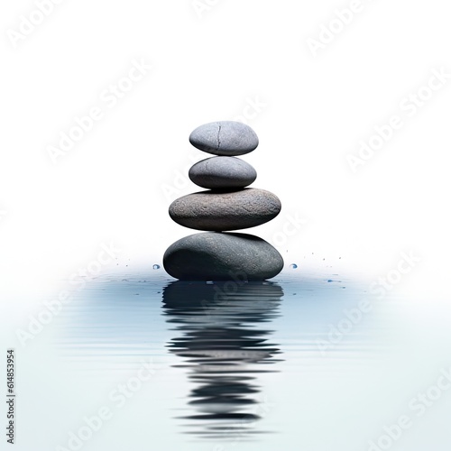 Zen stones in water. Zen concept. Harmony and meditation. Zen stones. created with Generative AI technology