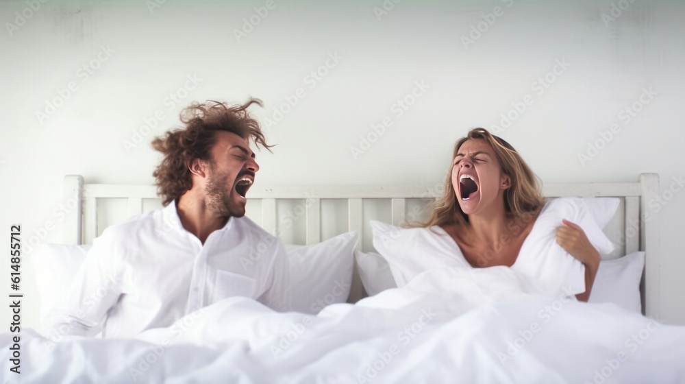 Fototapeta premium young couple in apartment arguing