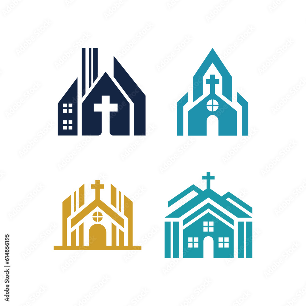 set of church building icon logo vector illustration, illustration vector graphic collection design template