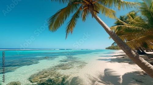 idyllic landscape of tropical beach in summer