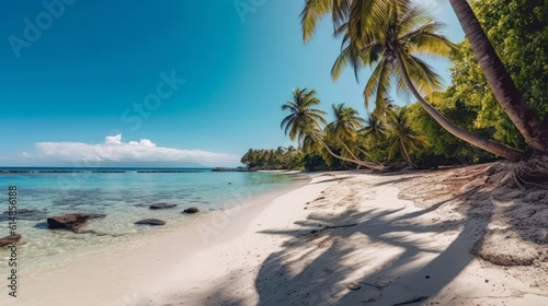 idyllic landscape of tropical beach in summer