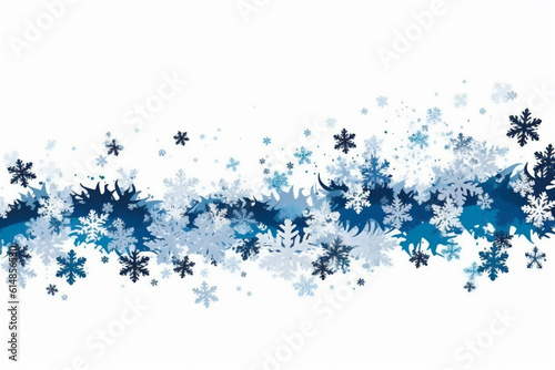 Christmas composition of snowflakes on a white background. Winter concept. AI Generative