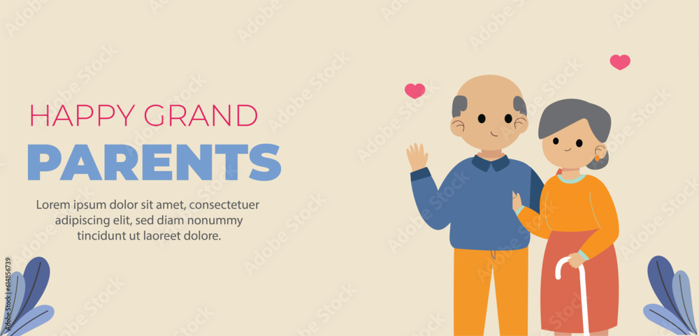 Happy Grandparents Day social media post with Older Couple Vector Illustration. Happy Grandparents Day social media post with Older Couple Vector Illustration.