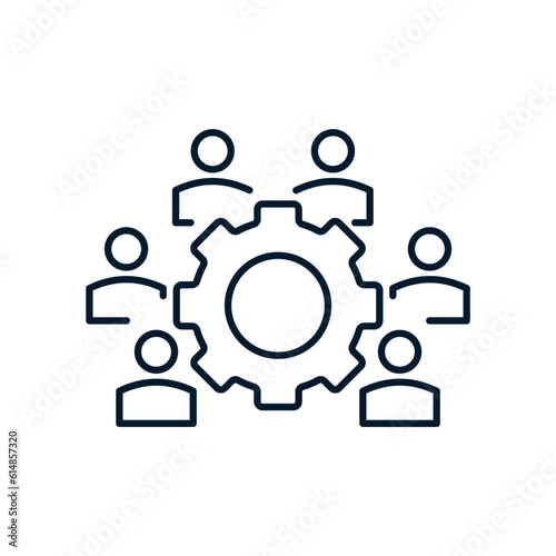 The concept of a group of technical professionals. Vector icon isolated on white background.