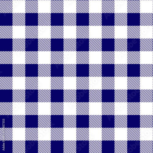 Gingham seamless pattern.Blue white background texture. Checked tweed plaid repeating wallpaper. Fabric design.