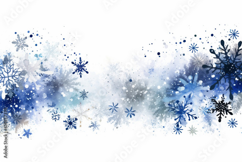 Christmas composition of snowflakes on a white background. Winter concept. AI Generative