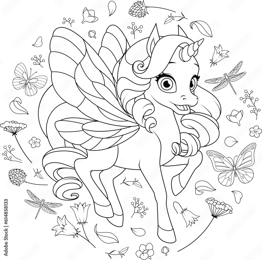 Obraz premium Cartoon Unicorn Vector Graphic