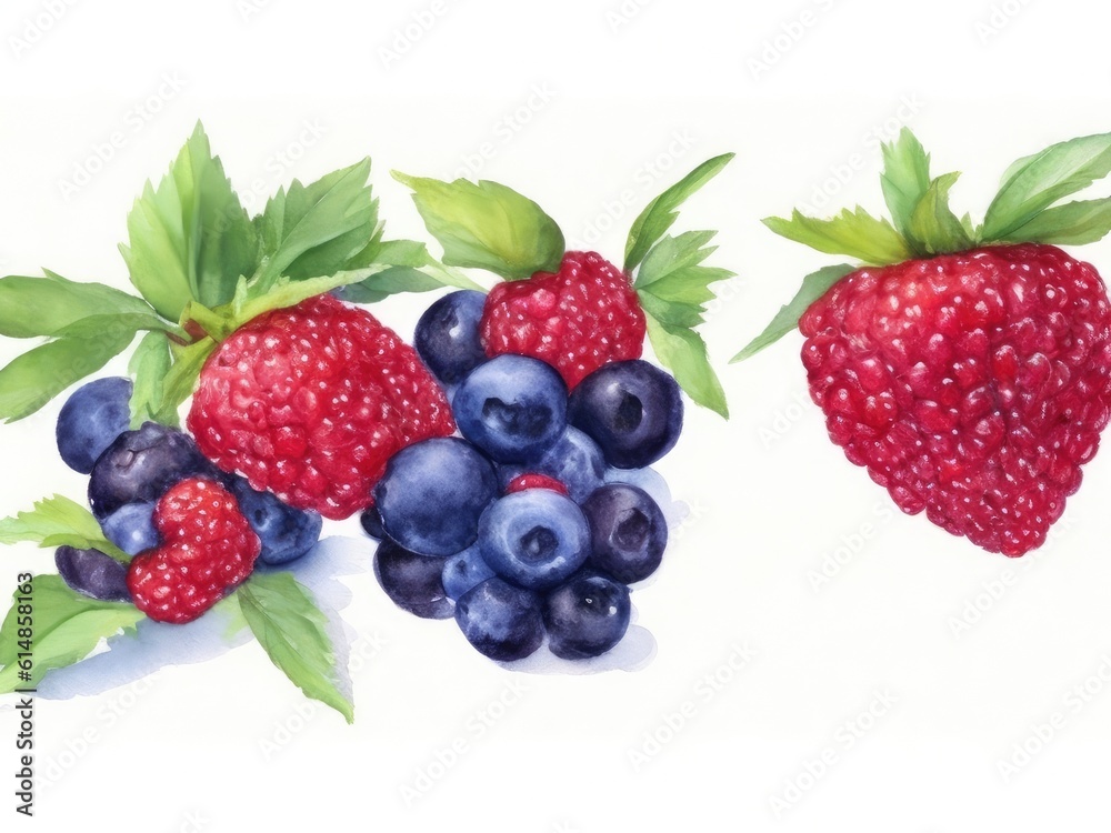 berry Fruits Watercolor on white background. ai generative berry Fruits Watercolor on white background. ai generative