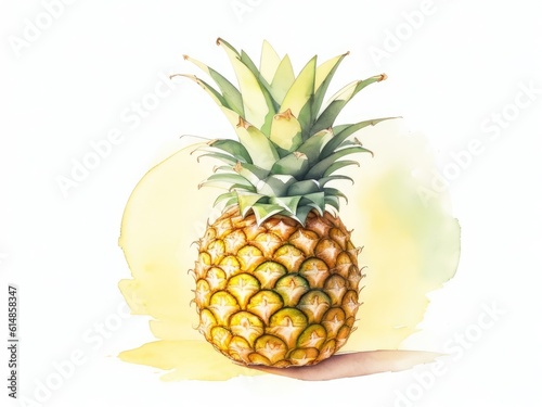 pineapple Fruit Watercolor on white background. ai generative