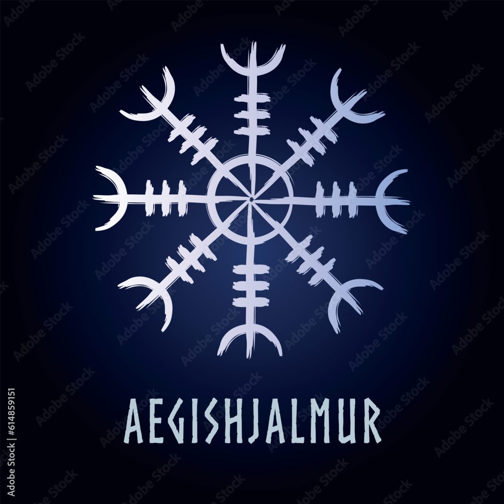 Hand drown full editable norse symbol of aegishjalmur also known as ...