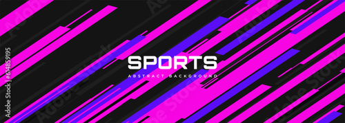 Modern sports banner design with diagonal black, pink and blue lines. Abstract sports background. Vector illustration