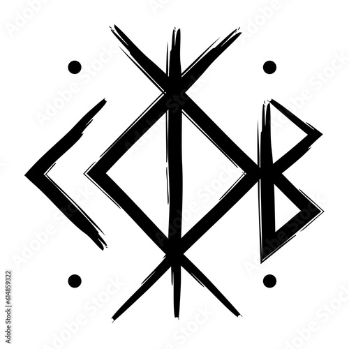Hand drown full editable norse symbol for home protection.