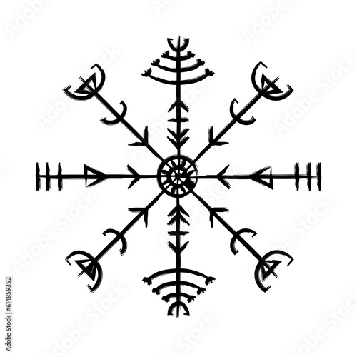 Hand drawn full editable norse symbol of Veldismagn with meanings as symbol of good health, to give power and strength, fortune and protection. 