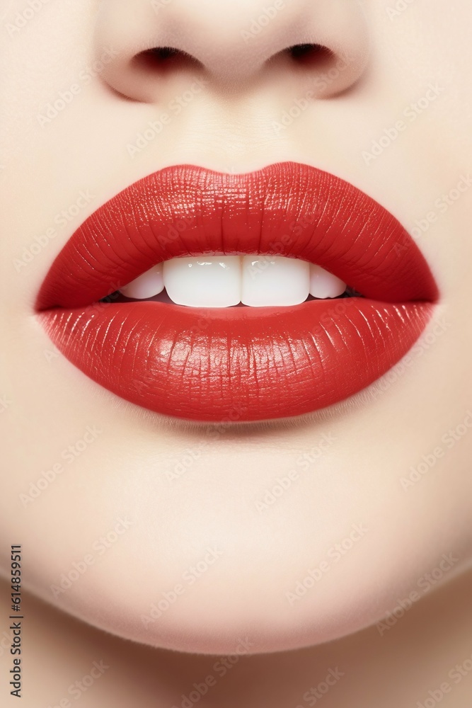 Close-Up Beauty Shot of Woman's Lips. Generative ai Close-Up Beauty Shot of Woman's Lips. Generative ai