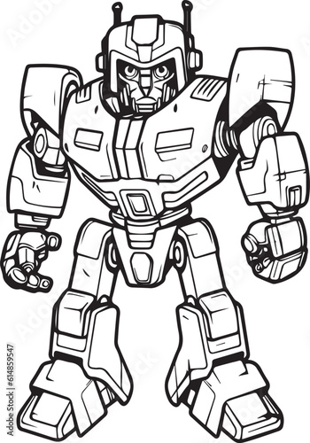 Coloring Book Page with robot   Coloring page outline of a cute robot   Vector