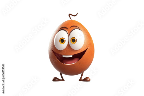 Cheerful Cartoon Egg Character on Transparent Background. AI