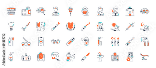 Set of flat icons of medical and dental care. Vector concepts for website and app design and development.
