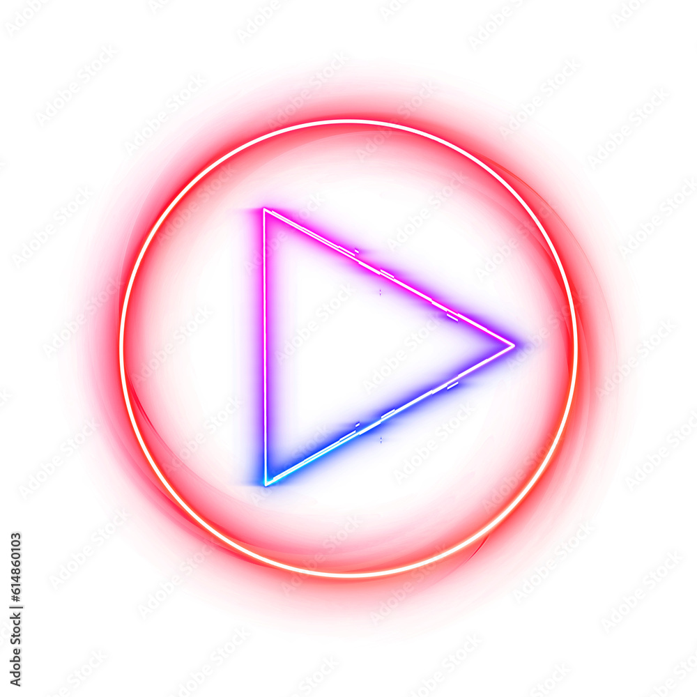 Neon Play Button Color Icon