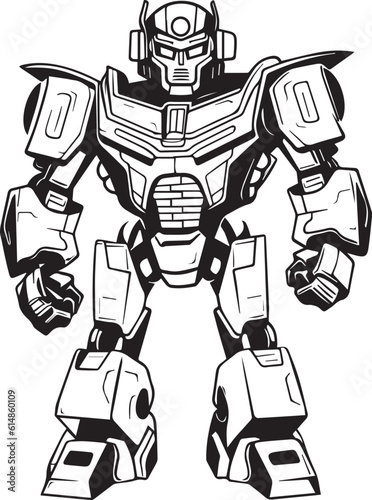 Wallpaper Mural Coloring Book Page with Autobot , Coloring page outline of a cute Autobot , Vector Torontodigital.ca