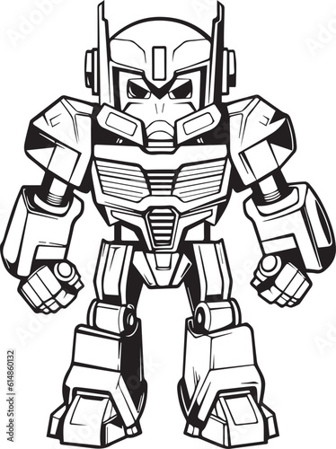 Coloring Book Page with Autobot , Coloring page outline of a cute Autobot , Vector photo