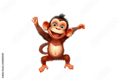 Cheerful Cartoon Monkey Character on Transparent Background. AI