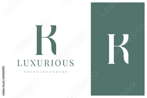 elegant simple minimal luxury serif font alphabet letter K logo design