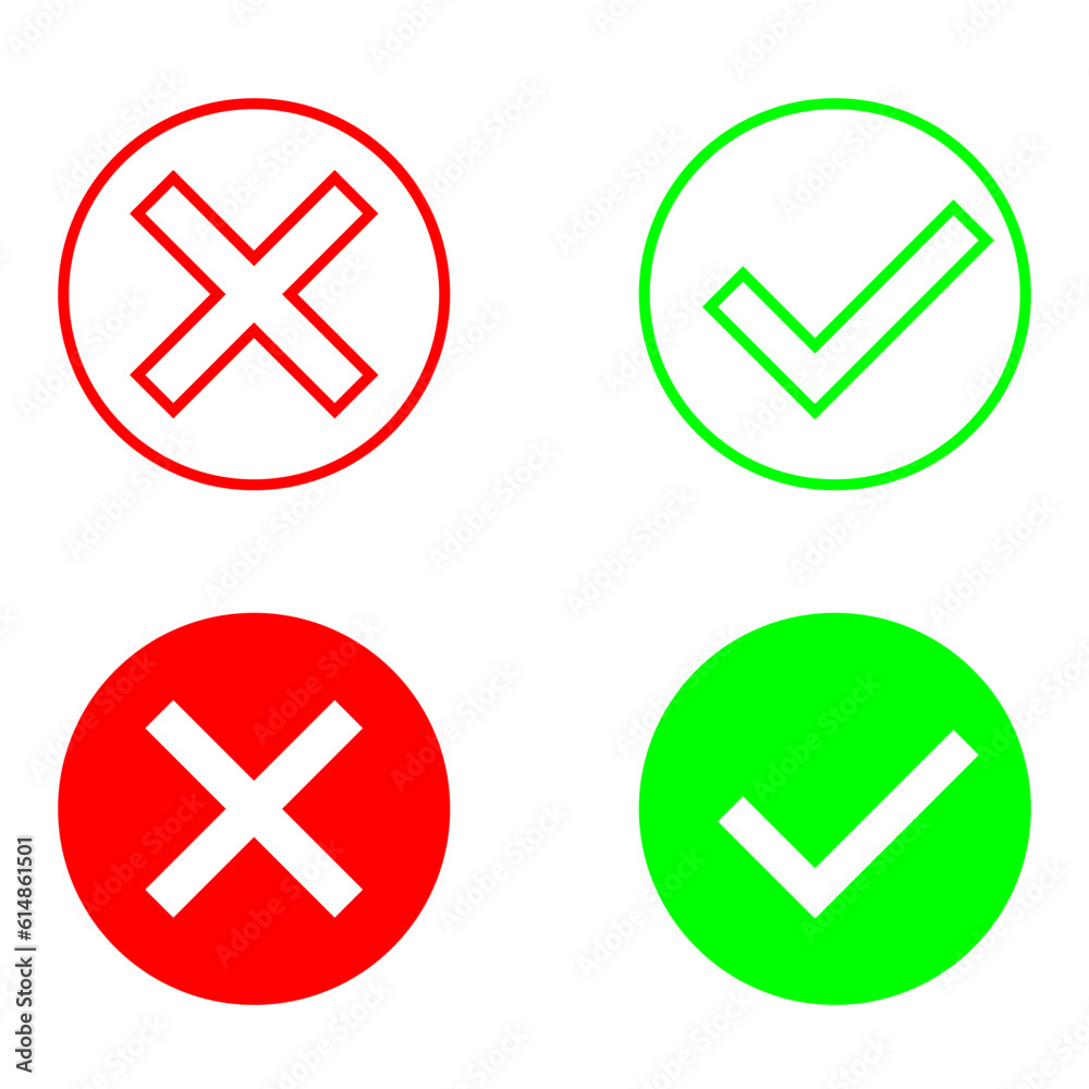 Ok vector icon set. Check mark illustration sign collection. Yes and no symbol or logo. Ok vector icon set. Check mark illustration sign collection. Yes and no symbol or logo.
