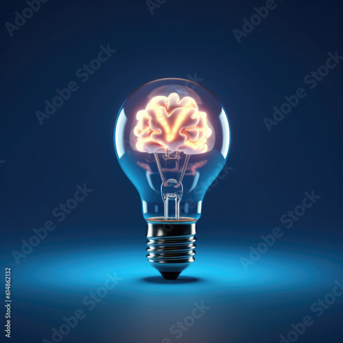 The glowing brain inside a bulb (ID: 614862132)