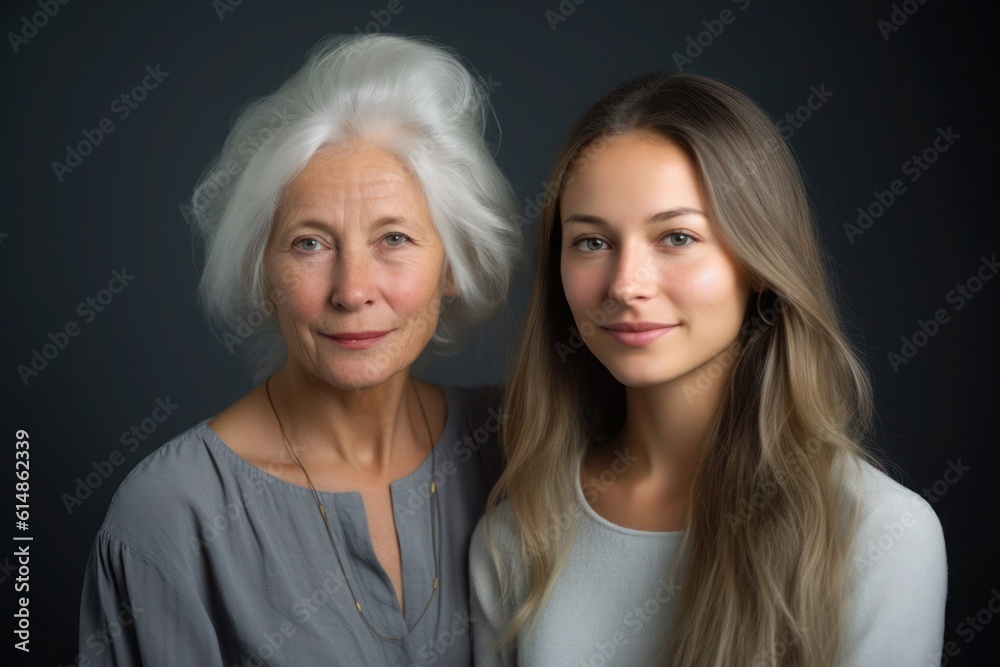 Portrait of two female generations, generative AI content. Portrait of two female generations, generative AI content.