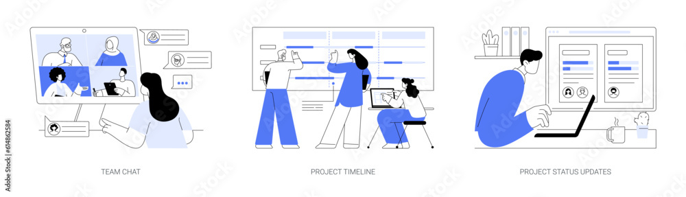 Project management tools abstract concept vector illustrations.