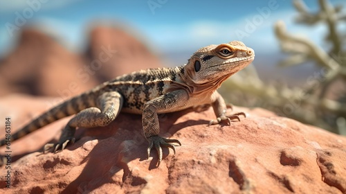 Lizard Enjoying the Sun on a Rock in Desert © Florian