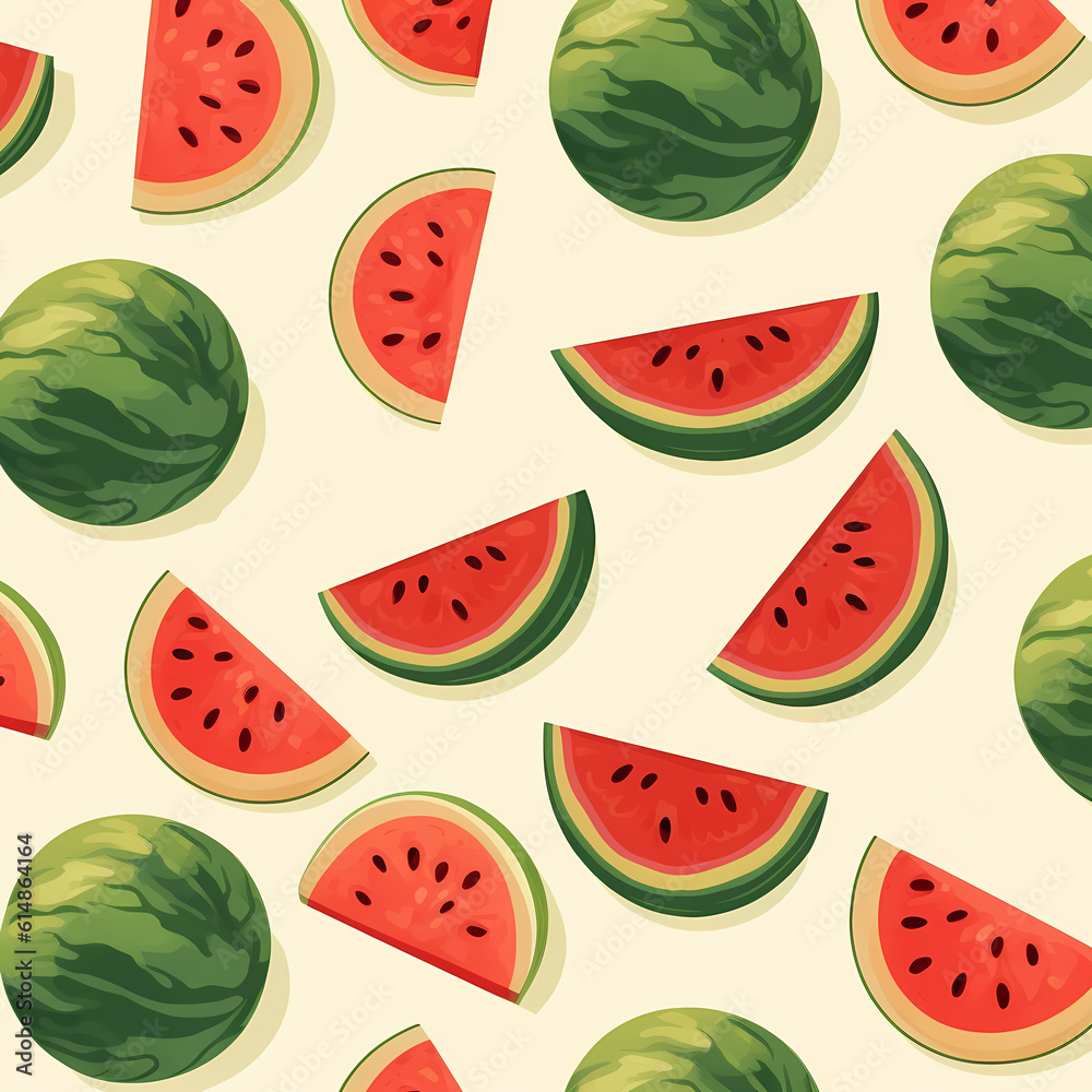 pattern samples of watermelon slices cartoon style isolated generative ai pattern samples of watermelon slices cartoon style isolated generative ai