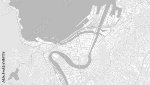 White and light grey Trondheim City area vector background map, roads and water cartography illustration. photo