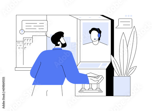 Interactive teller machine abstract concept vector illustration.