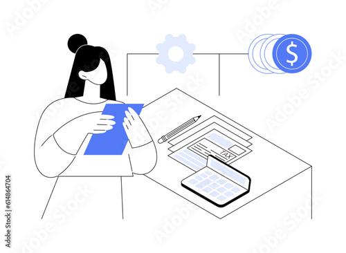 Calculating taxes abstract concept vector illustration.