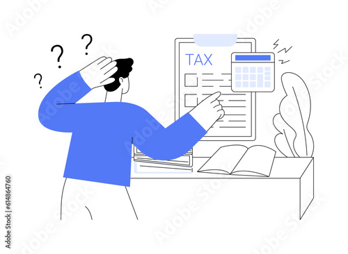 Difficulty with taxes abstract concept vector illustration.