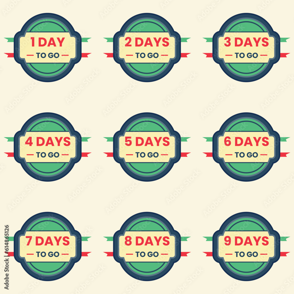 Number of days left countdown banner label clipart