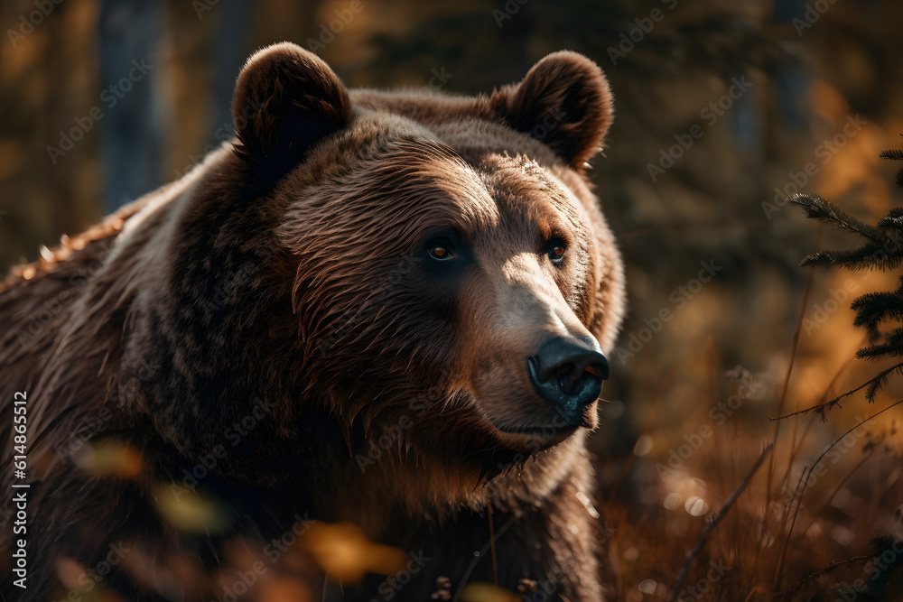Brown Bear in the Forest. Generative AI Brown Bear in the Forest. Generative AI