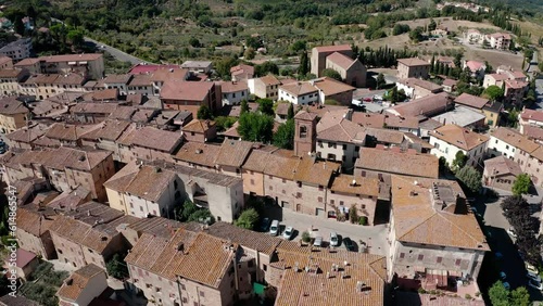aerial view of the town of gambassi terme tuscany photo