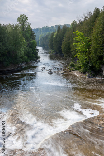 McGowan Falls in the small town of Durham, Ontario pours over the rocks in the Saugeen River. photo
