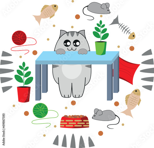 Cute cats. Vector illustration of funny fat cats
